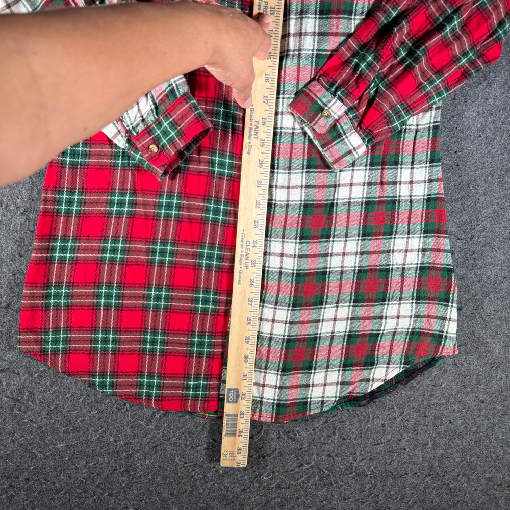 Lauren Ralph Lauren Mixed Plaid Patchwork Flannel Shirt Dress Red Green Small - Picture 5 of 11